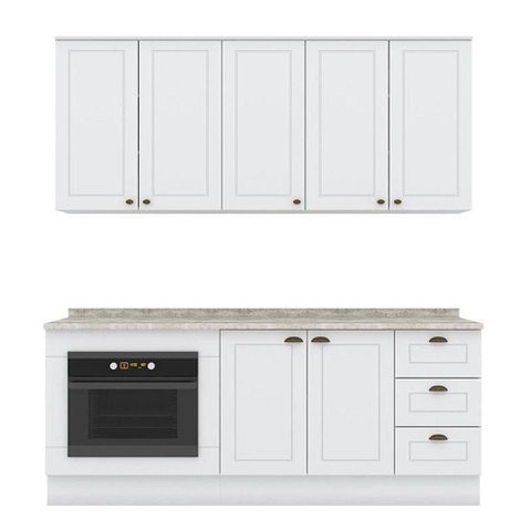 Cozinha Completa Americana 4 Peças com Balcão Forno de Embutir Branco - Móveis Henn Branco
