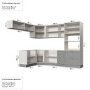Ver imagem 4 de Cozinha Modulada 8 Peças 4 Aéreos 3 Balcões e Torre Quente Arizona CabeCasa MadeiraOriginals Cinza/Branco