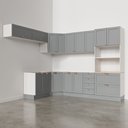 Ver mais imagens de Cozinha Modulada 8 Peças 4 Aéreos 3 Balcões e Torre Quente Arizona CabeCasa MadeiraOriginals Cinza/Branco
