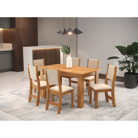 Conjunto Sala de Jantar com 5 Cadeiras Tower Bege/Mel