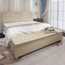 Ver imagem 1 de Kit Cabeceira e Calçadeira Baú King 1,95m Madrid Suede Bege - Pallazio