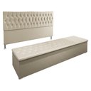 Ver imagem 2 de Kit Cabeceira e Calçadeira Baú King 1,95m Madrid Suede Bege - Pallazio
