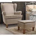 Ver imagem 1 de Poltrona para Amamentação em Linho Pés Fixos com Puff Baú Maria Vitória 