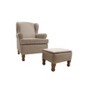 Ver imagem 2 de Poltrona para Amamentação em Linho Pés Fixos com Puff Baú Maria Vitória 