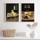 Ver imagem 1 de Kit 2 Quadros Fotografias Rusticas Queijos e vinhos 24x18cm - com Vidro:madeira Preta