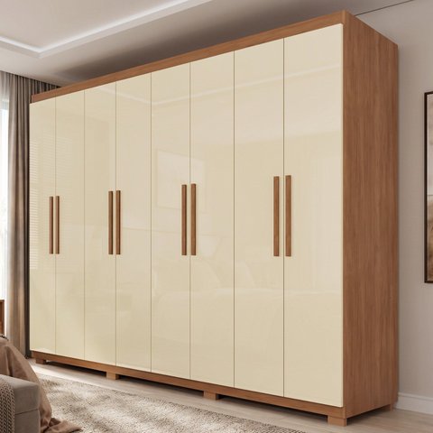Guarda-Roupa Casal com Pés 8 Portas 4 Gavetas Titanium