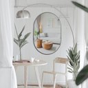 Ver imagem 1 de Espelho Oval 80x50cm Moldura em Couro Yescasa