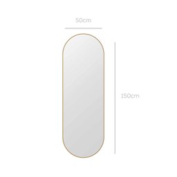 Espelho Oval 150x50cm Moldura em Couro Yescasa - 3