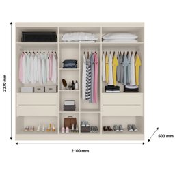 Guarda Roupa Casal com Espelho 6 Portas 4 Gavetas Oslo - 4 Guarda Roupa Casal com Espelho 6 Portas 4 Gavetas Oslo - 4