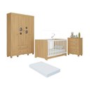 Ver imagem 1 de Quarto de Bebê Completo Berço Americano 3 em 1 Colchão Suspiro Multimóveis Mp4636 Madeirado