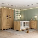 Ver imagem 2 de Quarto de Bebê Completo Berço Americano 3 em 1 Colchão Suspiro Multimóveis Mp4636 Madeirado