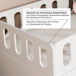 Cama Solteiro com 04 Grades e Cabeceira Anatômica Removíveis Branco Housin - 3