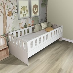 Cama Solteiro com 04 Grades e Cabeceira Anatômica Removíveis Branco Housin - 2