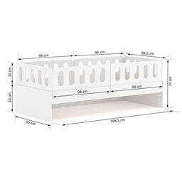 Cama Solteiro com 04 Grades e Cabeceira Anatômica Removíveis Branco Housin - 5