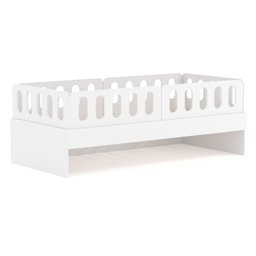 Cama Solteiro com 04 Grades e Cabeceira Anatômica Removíveis Branco Housin - 1