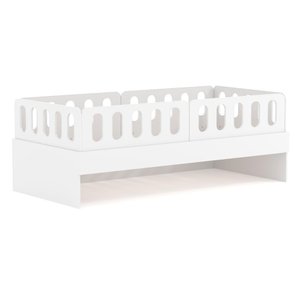 Cama Solteiro com 04 Grades e Cabeceira Anatômica Removíveis Branco Housin