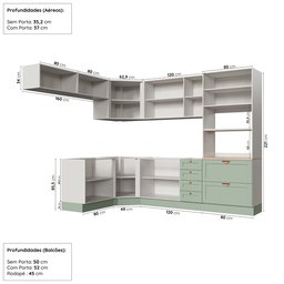 Cozinha Modulada 8 Peças sem Tampo 4 Aéreos 3 Balcões e Torre Quente Arizona CabeCasa MadeiraMadeira - 4