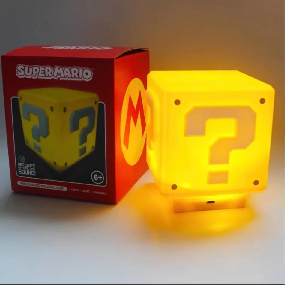 Luminária Abajur Super Mario Cubo Bloco Interrogação S Fio com Som - 5