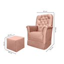 Ver imagem 3 de Poltrona de Amamentação com Balanço e Puff Veludo Rosa Agatha