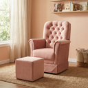Ver imagem 1 de Poltrona de Amamentação com Balanço e Puff Veludo Rosa Agatha