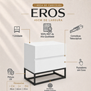 Ver imagem 2 de Mesa de Cabeceira Eros Branca 45cm com 2 Gavetas Pés de Metal Preto Estilo Industrial