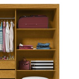Guarda Roupa Casal com Espelho 3 Portas Royale Ripado 100% MDF - 7