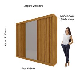 Guarda Roupa Casal com Espelho 3 Portas Royale Ripado 100% MDF - 15