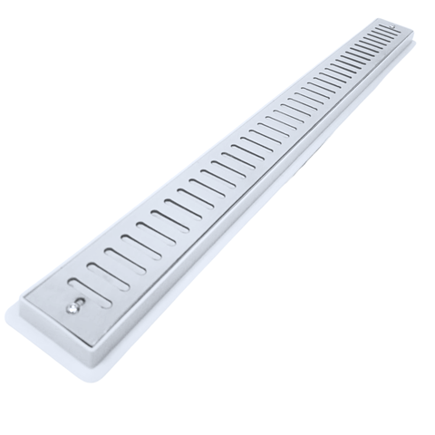 Ralo Linear Inox Abre Fecha 5cm X 80cm Coletor Raso 3cm Branco