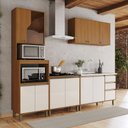 Ver imagem 1 de Cozinha Completa Venaly 12 Portas 2 Gavetas com Vidro Reflecta CEC301 Cinamomo/Off White - Henn
