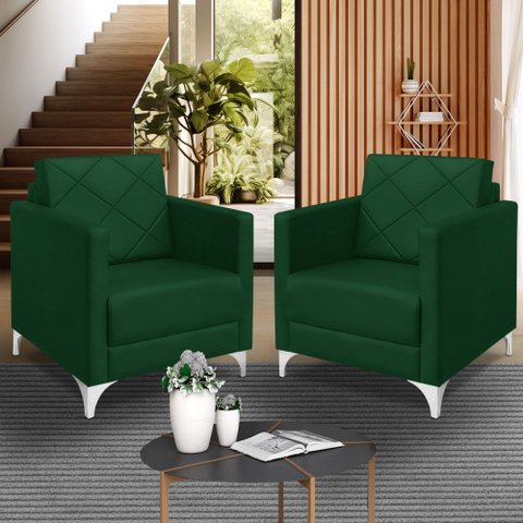 Kit 2 Poltrona Helena Decorativa Clinica e Recepção:verde