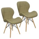 Ver imagem 1 de Kit 2 Cadeiras Charles Eames Eiffel Slim Wood Estofada - Bege