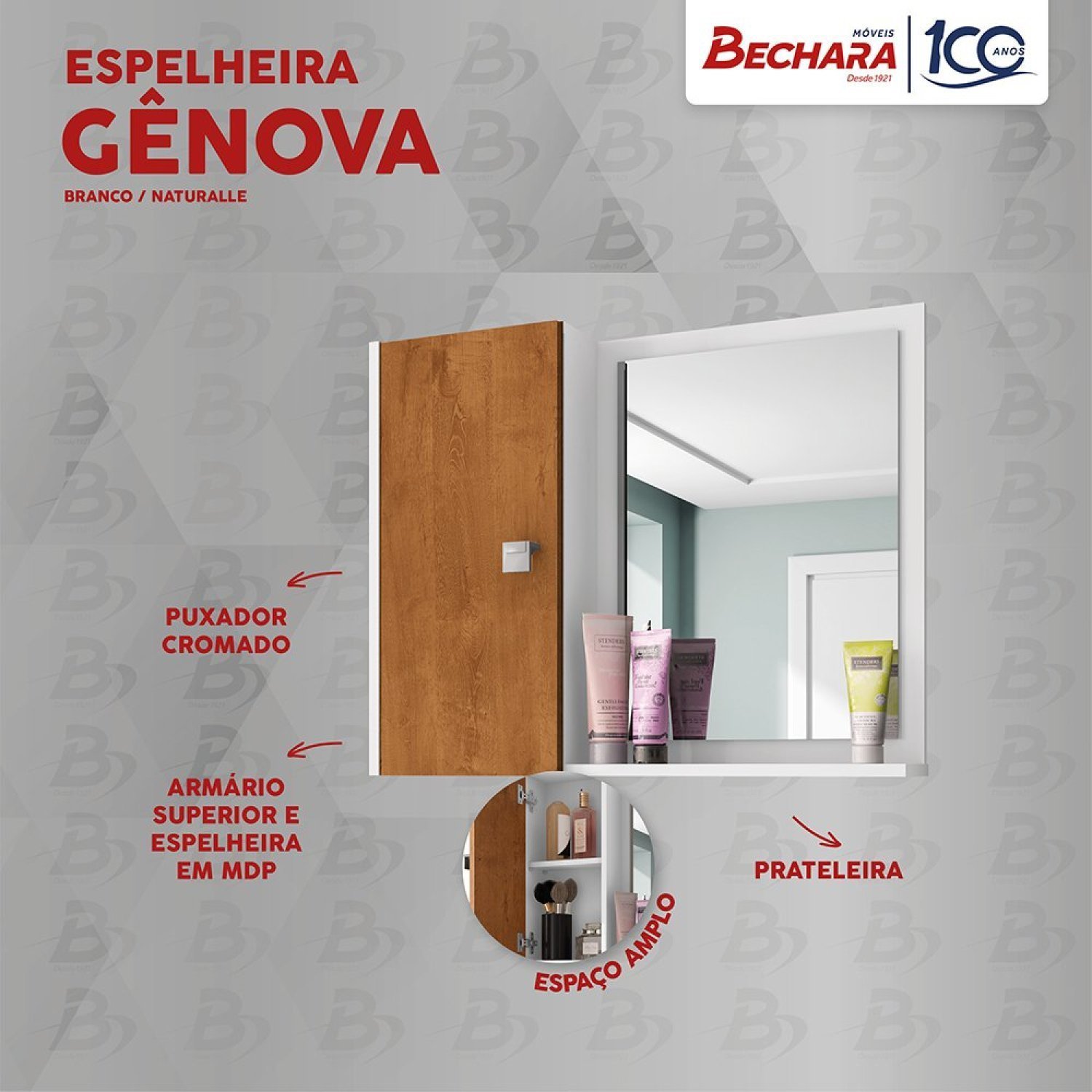 Espelheira para Banheiro 1 Porta Gênova  - 5