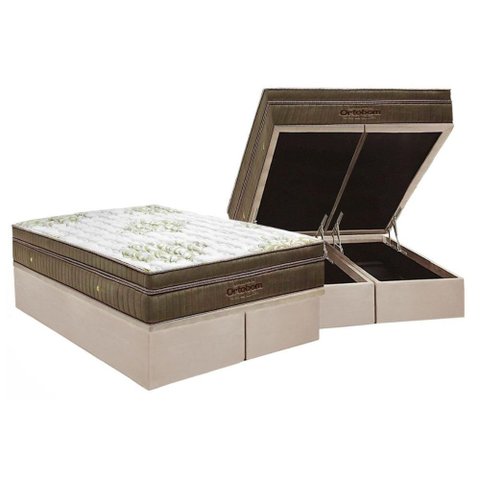 Cama Box Baú King: Colchão Molas Ensacadas Ortobom SuperPocket Gold Visco UltraGel Pilow Touch +