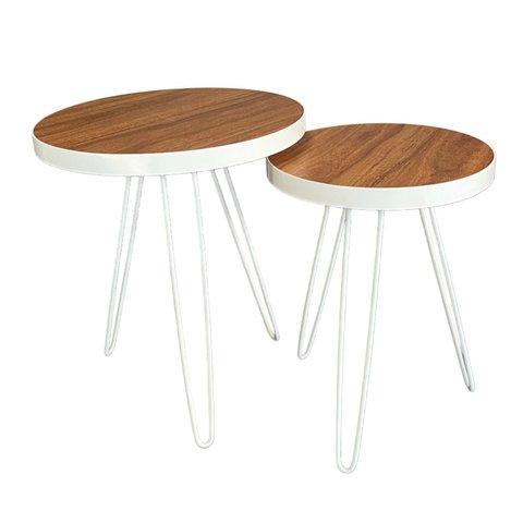 Conjunto Mesa Lateral Siena Cumaru BELI HOUSE Branco
