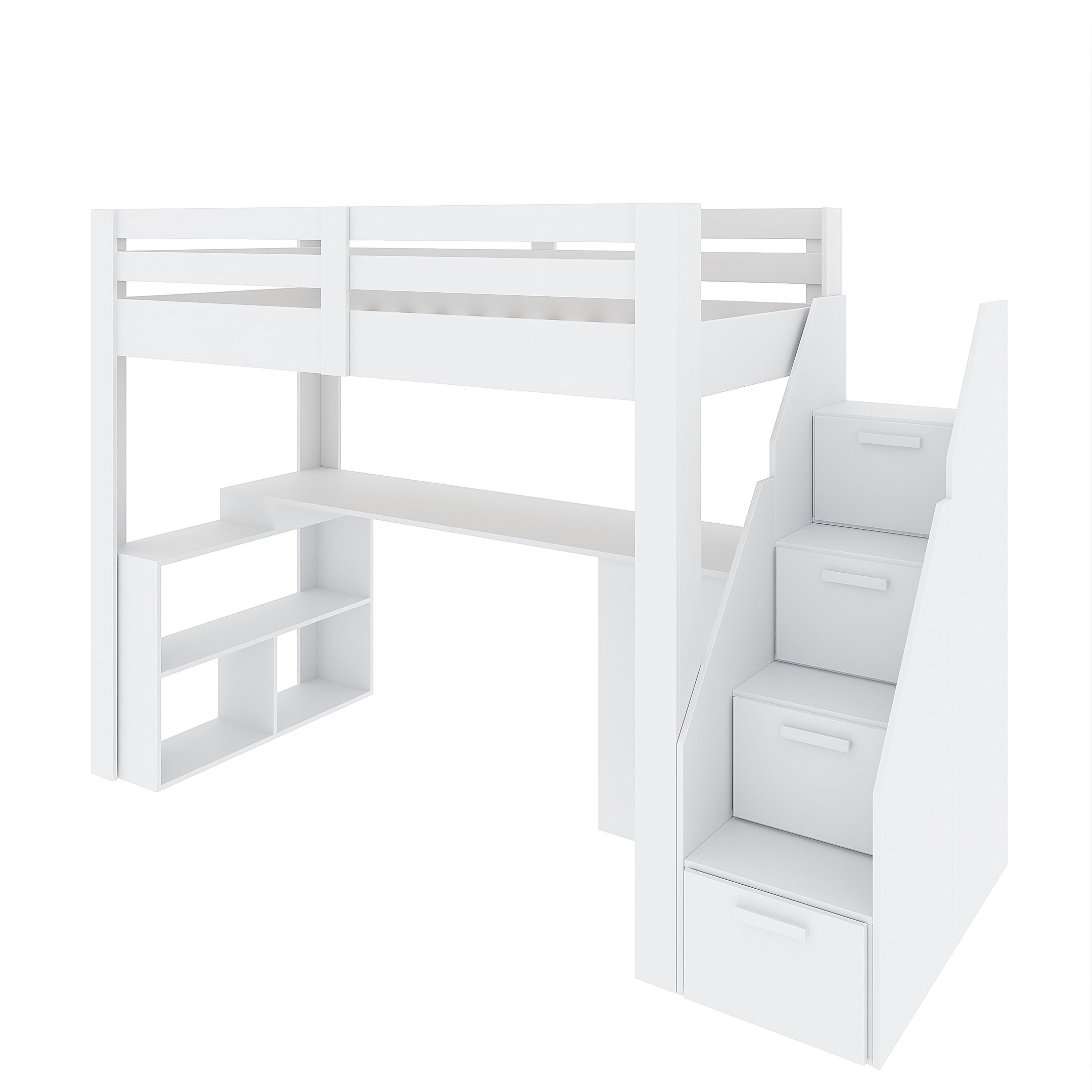 Cama Alta Juvenil Star Plus Office Multifuncional Branco - Casatema -  CasaTema