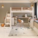 Ver imagem 1 de Cama Alta Beliche Infantil/Juvenil Star Plus Office Multifuncional Casatema MadeiraOriginals Branco/Montana