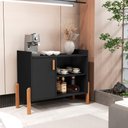 Ver imagem 2 de Aparador Luxor Armário Multiuso 2 Portas MDF MDP 79cm Preto Sal Movelaria