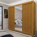 Ver imagem 2 de Guarda Roupa Casal com Espelho 3 Portas Pés Royale Ripado 100% MDF