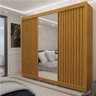 Guarda Roupa Casal com Espelho 3 Portas Pés Royale Ripado 100% MDF - 2