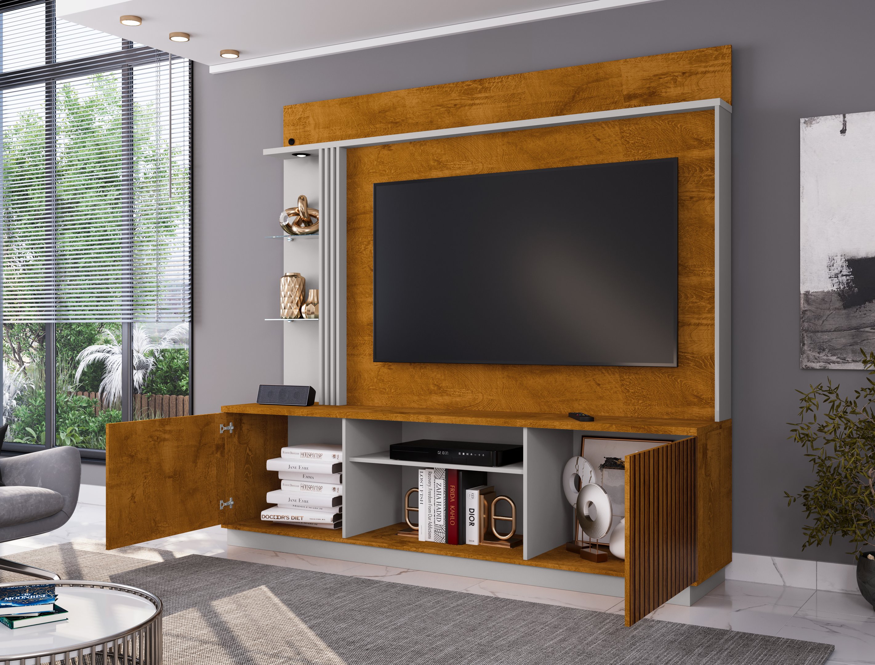 Estante e Home Theater Ripado para TV até 65 Polegadas com