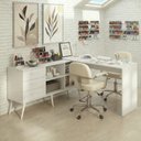 Ver imagem 1 de Mesa de Manicure Profissional de Canto em L com 3 Gavetas Jady Multimóveis Mp6042 Branco