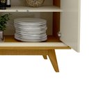 Ver imagem 7 de Buffet Aparador 4 Portas com LED 160cm Pés Madeira 100% MDF Marrom/Marrome/Off White