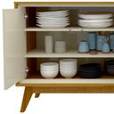 Ver imagem 5 de Buffet Aparador 4 Portas com LED 160cm Pés Madeira 100% MDF Marrom/Marrome/Off White