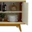 Ver imagem 6 de Buffet Aparador 4 Portas com LED 160cm Pés Madeira 100% MDF Marrom/Marrome/Off White