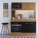 Ver imagem 1 de Cozinha Compacta 4 Portas 1 Gaveta 2 Nichos para Forno Zeta Preto/Marromle