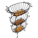 Ver imagem 5 de Fruteira 3 andares ferro madeira oval/redonda artesanal rústica