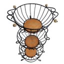Ver imagem 6 de Fruteira 3 andares ferro madeira oval/redonda artesanal rústica