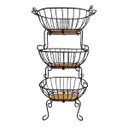 Ver imagem 1 de Fruteira 3 andares ferro madeira oval/redonda artesanal rústica