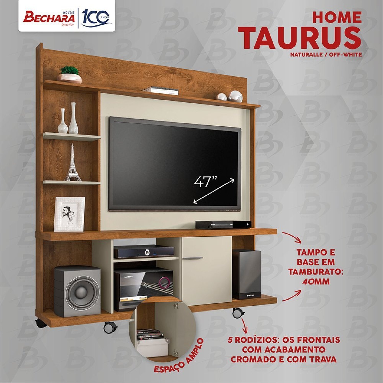 Estante Home para TV até 47 Polegadas 1 Porta Basculante Taurus  - 6