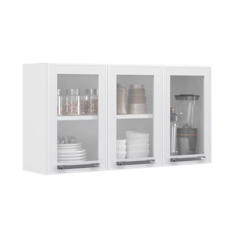 Armário Aéreo Florença 105cm com 3 Portas Itatiaia Branco